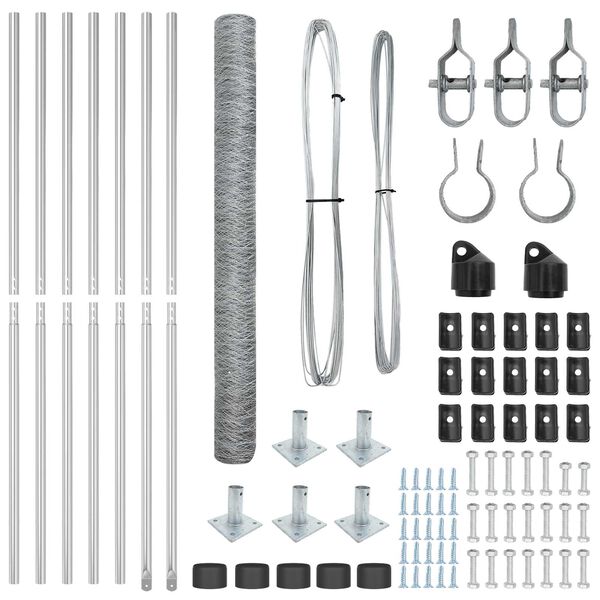 vidaXL Cl&ocirc;ture avec poteaux Argent 1.4 x 10 m Acier recouvert de PVC