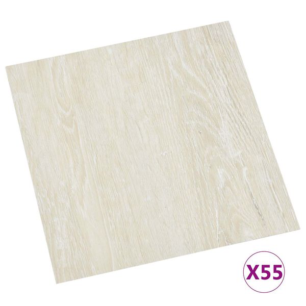 vidaXL Planches de sol 55 pcs Cr&egrave;me 5,11 m&sup2; PVC