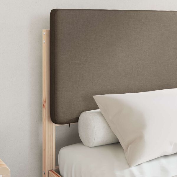vidaXL Cadre de lit avec t&ecirc;te de lit rembourr&eacute;e Taupe 120 x 200 cm