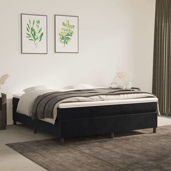 vidaXL Sommier &agrave; lattes de lit et matelas Noir 160x200 cm Velours