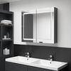 vidaXL Armoire de salle de bain &agrave; miroir LED Gris brillant 80x12x68 cm