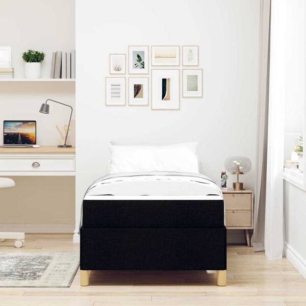 vidaXL Cadre de lit avec matelas Noir 90 x 190 cm tissu