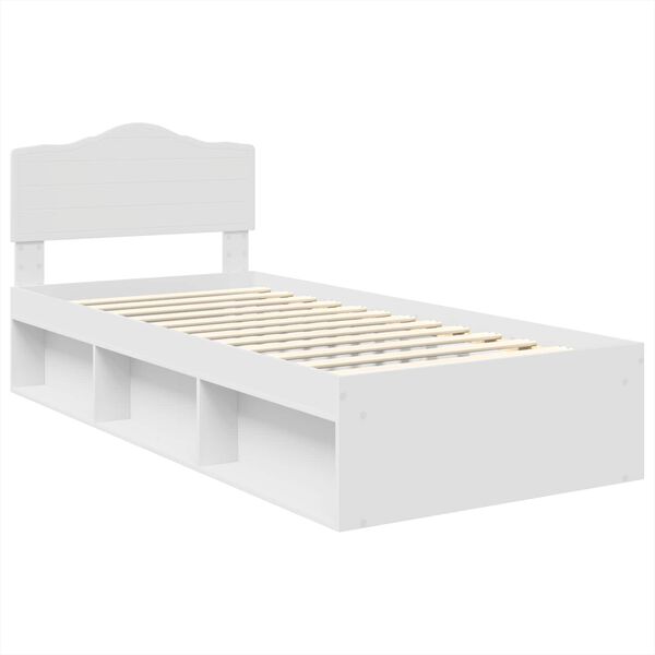 vidaXL Cadre de lit Blanc 75 x 190 cm Bois de pin massif