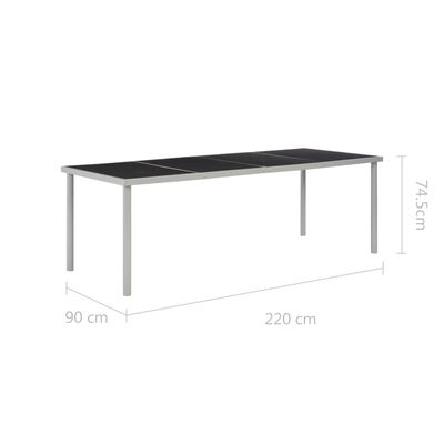 vidaXL Table de jardin Noir 220x90x74,5 cm Acier