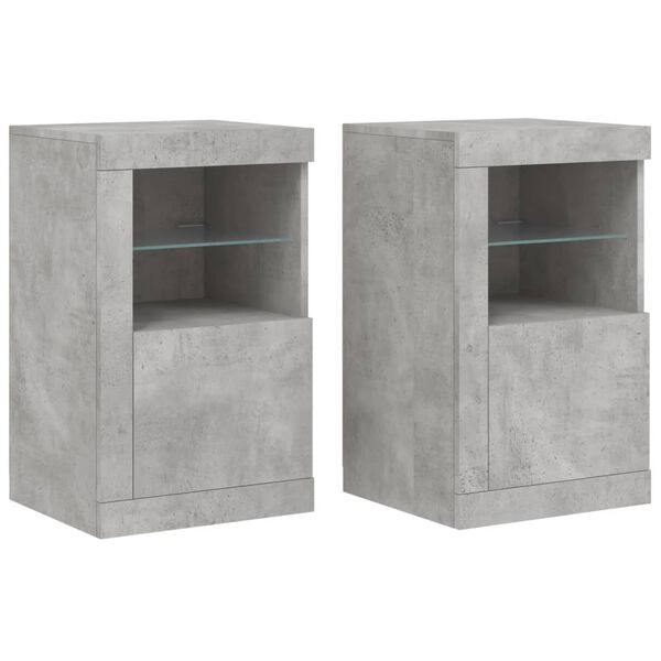vidaXL Armoires lat&eacute;rales et lumi&egrave;res LED 2 pcs gris b&eacute;ton
