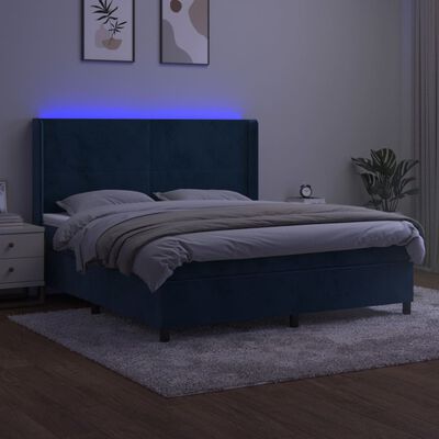 vidaXL Sommier à lattes de lit matelas et LED Bleu foncé 160x200 cm