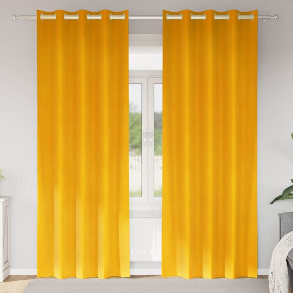 vidaXL Rideaux occultants 2 pcs Jaune moutarde 140 x 225 cm Velours