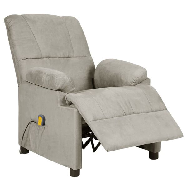 vidaXL Fauteuil de massage Gris clair Similicuir daim