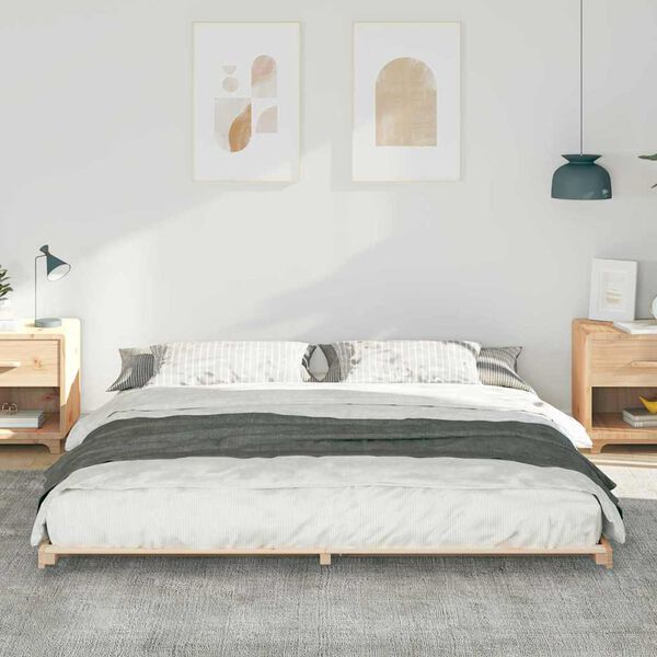 vidaXL Cadre de lit sur&eacute;lev&eacute; Marron 180 x 200 cm Bois massif en pin