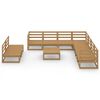 vidaXL Salon de jardin 10 pcs marron miel bois de pin massif