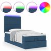 vidaXL Cadre de lit ottoman avec matelas bleu 90x190 cm tissu