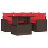vidaXL Ensemble de canap&eacute; de jardin 5 pcs avec coussins marron r&eacute;sine tress&eacute;e