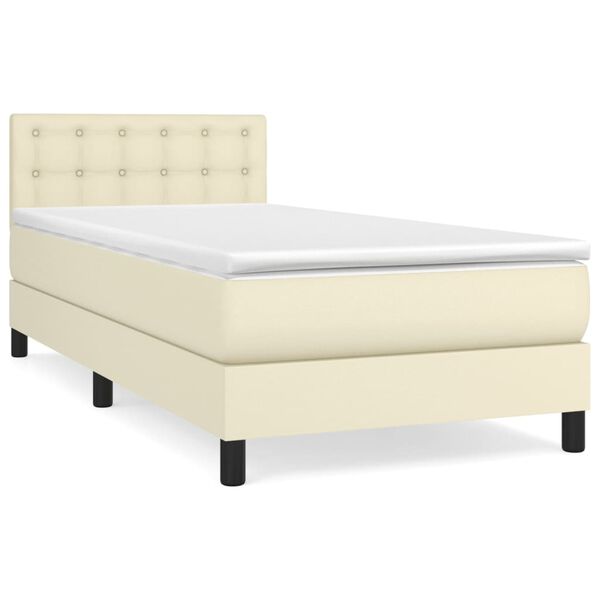 vidaXL Sommier &agrave; lattes de lit avec matelas Cr&egrave;me 100x200cm Similicuir