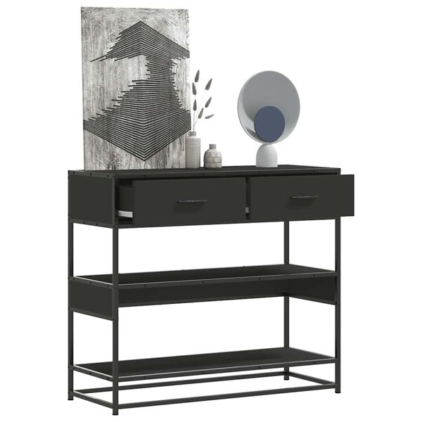 vidaXL Table console noir 90x35x80 cm bois d'ingénierie