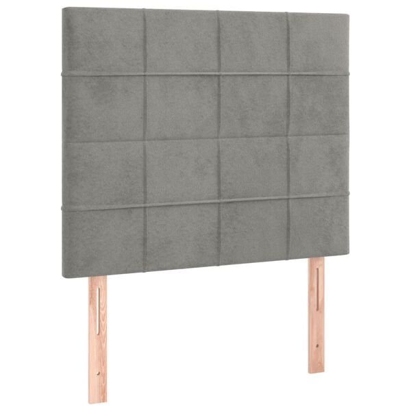 vidaXL T&ecirc;te de lit &agrave; LED Gris clair 90x5x118/128 cm Velours