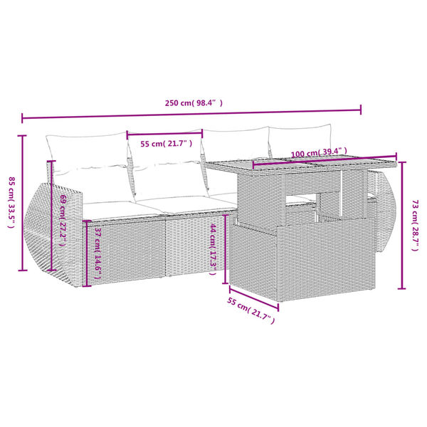 vidaXL Salon de jardin avec coussins 5 pcs beige r&eacute;sine tress&eacute;e