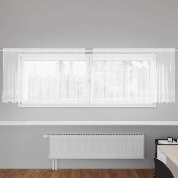 vidaXL Rideau en Dentelle avec des rideaux Blanc 80 x 300 cm Polyester