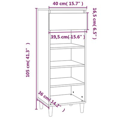 vidaXL Armoire à chaussures Chêne sonoma 40x36x105cm Bois d'ingénierie