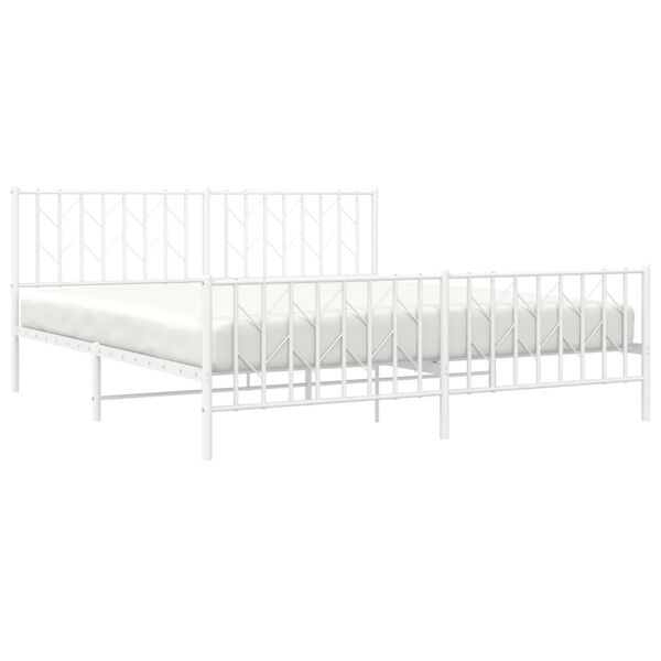 vidaXL Cadre de lit métal sans matelas et pied de lit blanc 180x200 cm