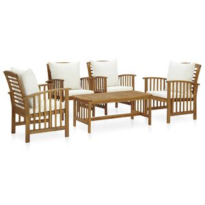 vidaXL Salon de jardin 5 pcs avec coussins Bois d'acacia solide