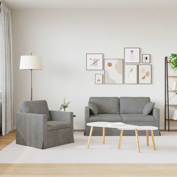 vidaXL Ensemble de Canap&eacute;s 2 pcs Gris clair 158 x 78 x 80 cm Velours