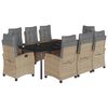 vidaXL Ensemble &agrave; manger de jardin et coussins 9 pcs m&eacute;lange beige