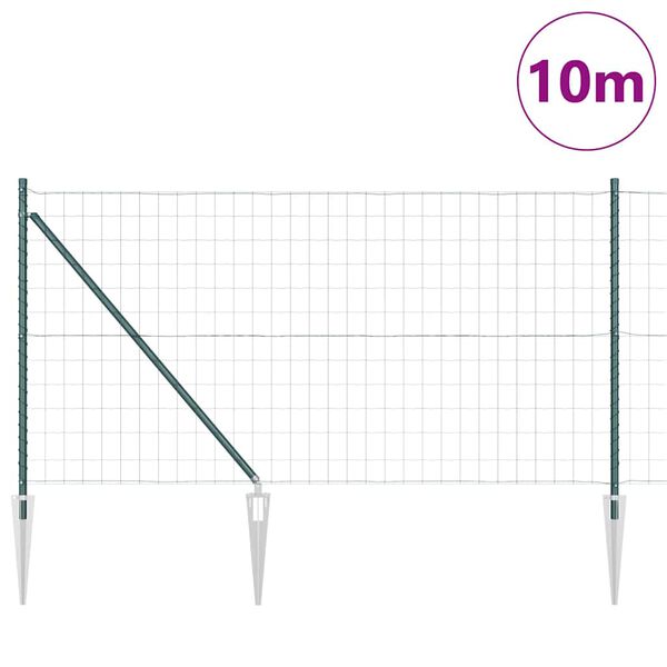 vidaXL Cl&ocirc;ture avec poteau Vert 1 x 10 m Acier et PVC