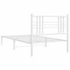 vidaXL Cadre de lit m&eacute;tal sans matelas avec t&ecirc;te de lit blanc 90x200cm