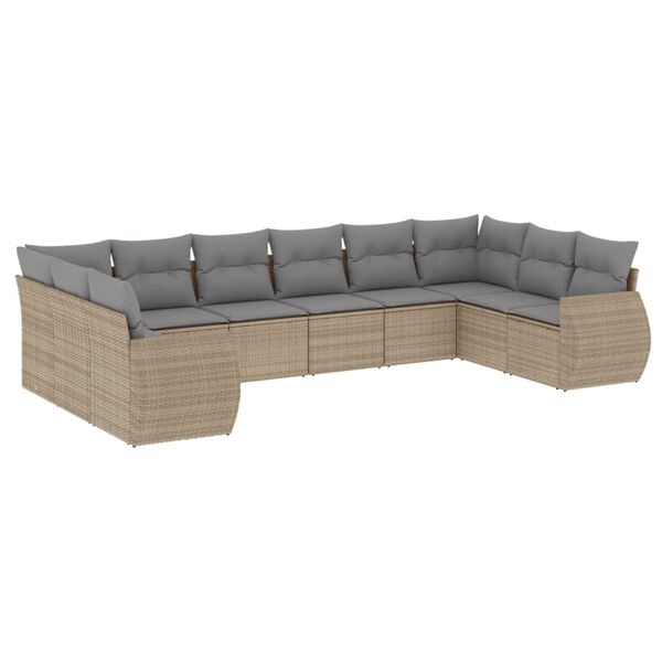 vidaXL Salon de jardin avec coussins 10 pcs beige r&eacute;sine tress&eacute;e
