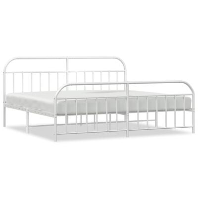 vidaXL Cadre de lit métal sans matelas et pied de lit blanc 200x200 cm