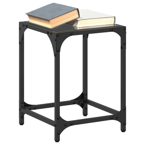 vidaXL Tables basses avec dessus en verre noir 2 pcs 30x30x40 cm acier