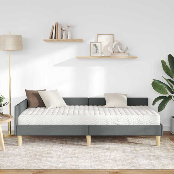 vidaXL Cadre de lit d'angle avec matelas avec matelas 2 pcs Gris tissu