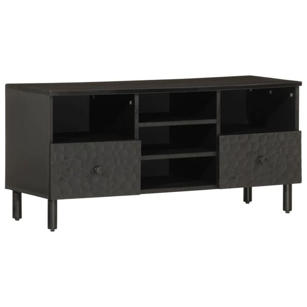 vidaXL Meuble TV noir 100x33x46 cm bois massif de manguier