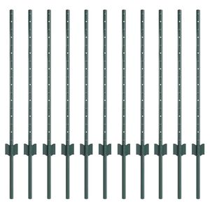 vidaXL Poteau de cl&ocirc;ture ench&acirc;ss&eacute; 11 pi&egrave;ces Vert 120 cm
