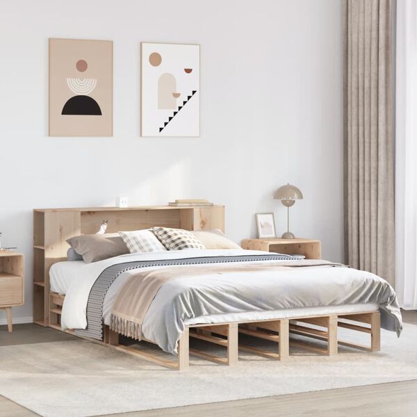 vidaXL Lit biblioth&egrave;que sans matelas 120x200 cm bois massif