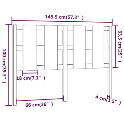 vidaXL Tête de lit Gris 145,5x4x100 cm Bois massif de pin