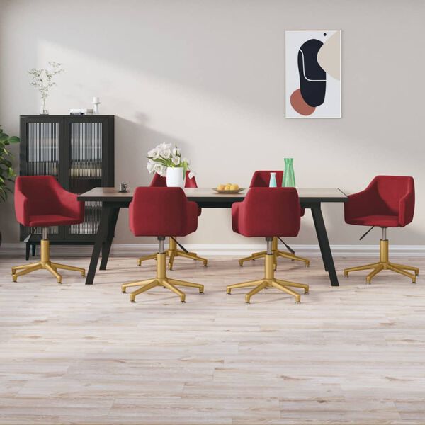 vidaXL Chaises pivotantes &agrave; manger lot de 6 Rouge bordeaux Velours