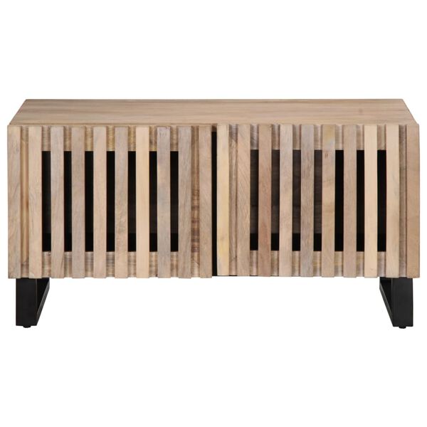 vidaXL Table basse blanc 80x51x40 cm bois de manguier massif