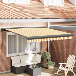 vidaXL | Auvent r&eacute;tractable | Bleu et Blanc avec Cadre Blanc 3 x 2,5 m