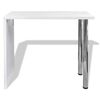 vidaXL Table de bar MDF avec 2 pieds en acier Haut brillance Blanc