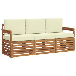 vidaXL Ensembles de canap&eacute;s 3 pc Naturel et Cr&egrave;me Bois d'Acacia Massif