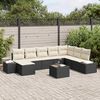 vidaXL Ensemble de canap&eacute; de jardin avec coussin 9 pcs Noir polyrotin