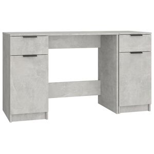 vidaXL Bureau avec armoire lat&eacute;rale Gris b&eacute;ton Bois d'ing&eacute;nierie