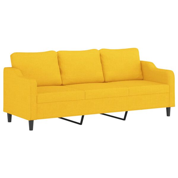 vidaXL Canap&eacute; &agrave; 3 places Jaune clair 210 cm Tissu