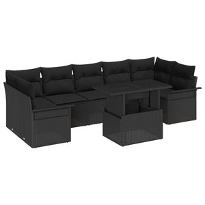 vidaXL Ensemble de canap&eacute; de jardin avec coussin 8 pcs Noir Poly rotin