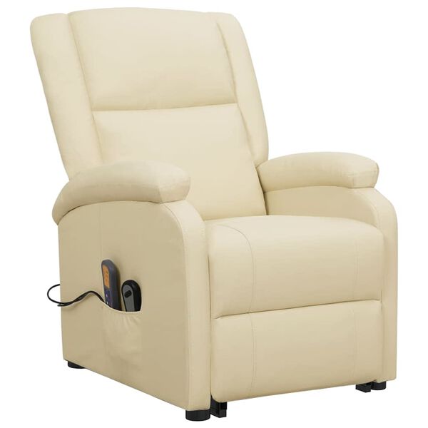vidaXL Fauteuil de massage Cr&egrave;me Similicuir