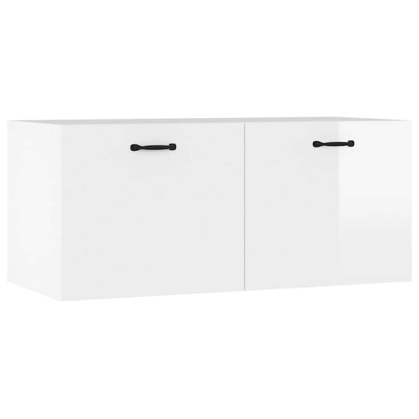 vidaXL Armoire murale blanc brillant 80x36,5x35 cm bois d'ing&eacute;nierie