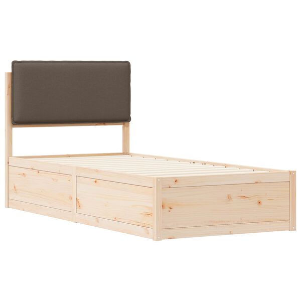 vidaXL Cadre de lit avec t&ecirc;te de lit rembourr&eacute;e Taupe 100 x 200 cm