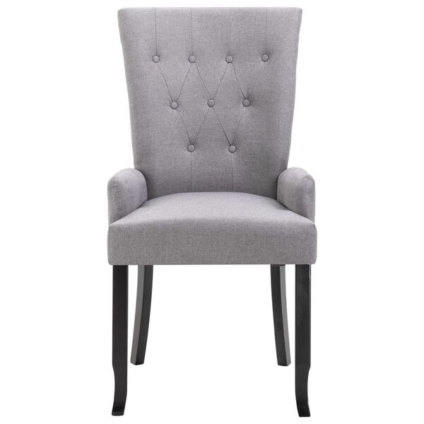 vidaXL Chaises &agrave; manger avec accoudoirs lot de 4 gris clair tissu