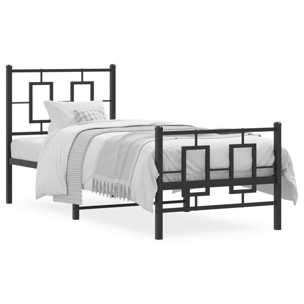 vidaXL Cadre de lit métal sans matelas avec pied de lit noir 75x190 cm